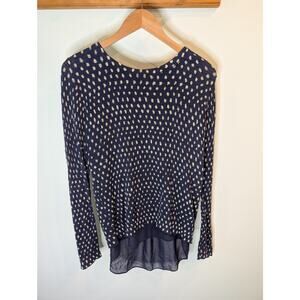 Lucky Brand Navy Polka Dot Layered Top Sweater Tank Twofer Medium Casual